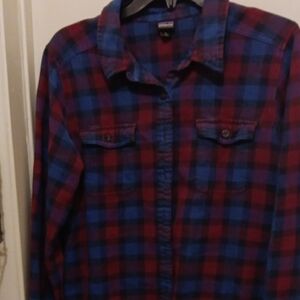 Patagonia Red and Blue Plaid Button Down Shirt